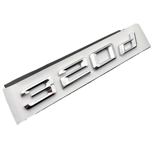 3D ABS Rear Trunk Emblem Badge for BMW 3 Series 320i 320d - Glossy Black & Chrome - AutoGearHub