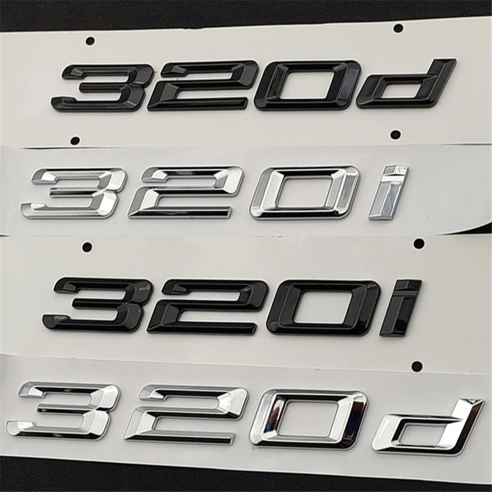 3D ABS Rear Trunk Emblem Badge for BMW 3 Series 320i 320d - Glossy Black & Chrome