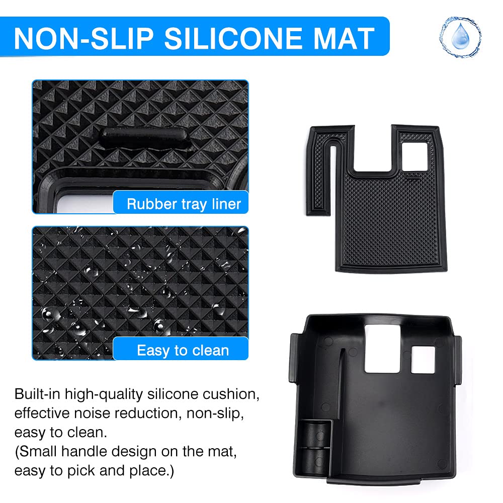 Compatible with Center Console Organizer Toyota Corolla 2019-2026/ Corolla Cross 2022-2026 Accessories Middle Console Tray Car Armrest Storage Box Container with Non-Slip Silicone Mats