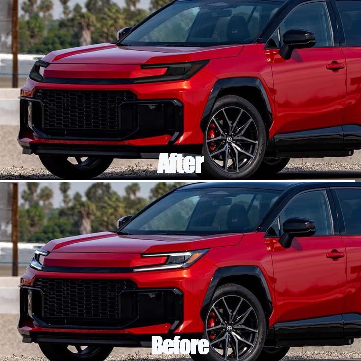 32% VLT Dark Smoked TPU Headlight Film for Toyota RAV4 2026-2027 — Pre-Cut Self-Healing PPF, Anti-Scratch Guard with Install Kit - Goecice