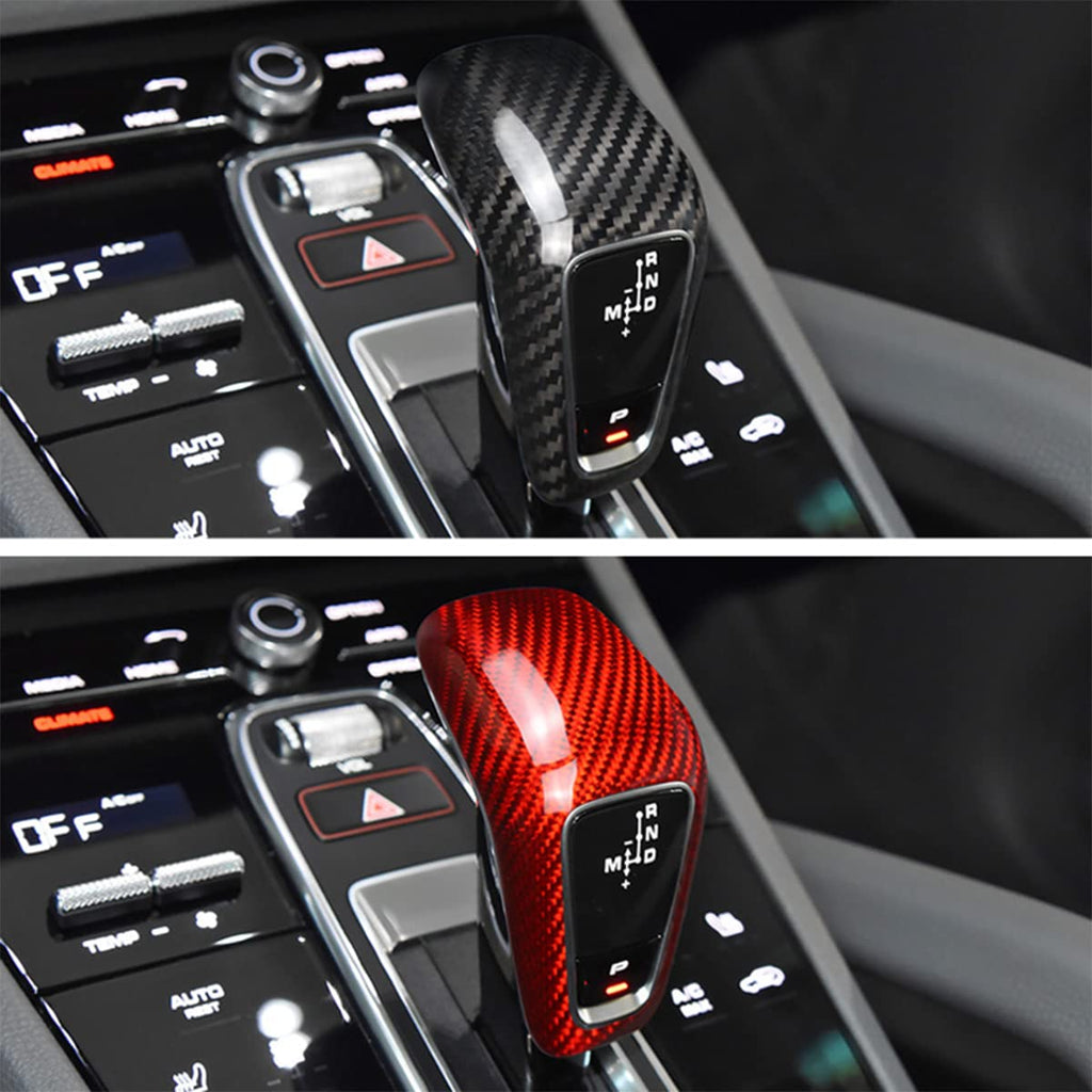 Genuine Red Carbon Fiber Gear Shift Knob Cover Trim for Porsche Cayenne (2018-2022) | Premium Exotic Interior Styling Upgrade - AutoGearHub