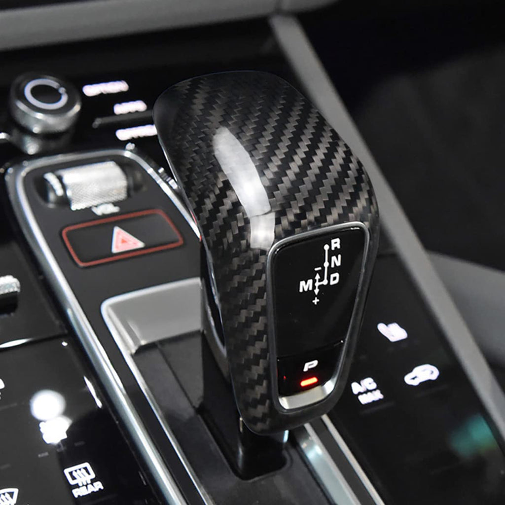 Genuine Red Carbon Fiber Gear Shift Knob Cover Trim for Porsche Cayenne (2018-2022) | Premium Exotic Interior Styling Upgrade - AutoGearHub