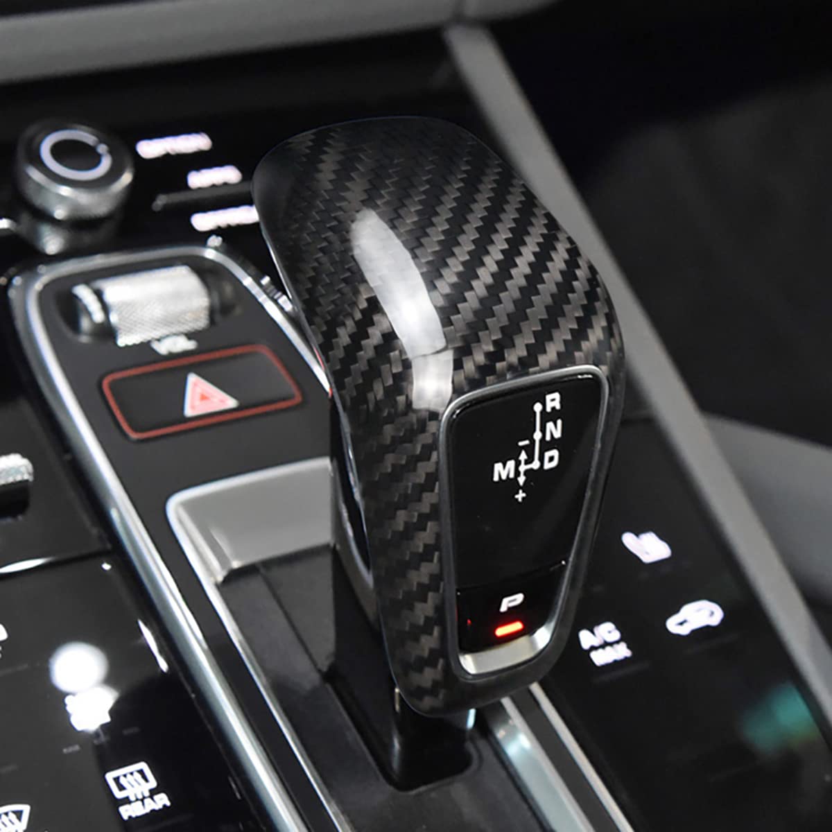 Genuine Red Carbon Fiber Gear Shift Knob Cover Trim for Porsche Cayenne (2018-2022) | Premium Exotic Interior Styling Upgrade - AutoGearHub