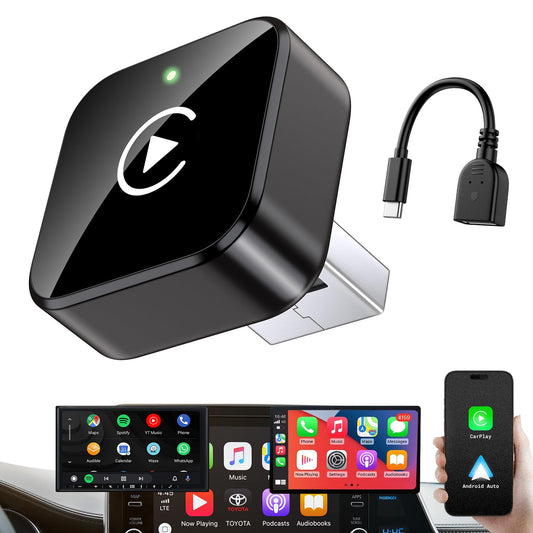Wireless CarPlay Adapter 2026 Upgrade Mini Design, USB/USB-C Plug & Play Converts CarPlay to Wireless - Easy Use Fast Stable Connection Car Play for iPhone & Android - Goecice Store