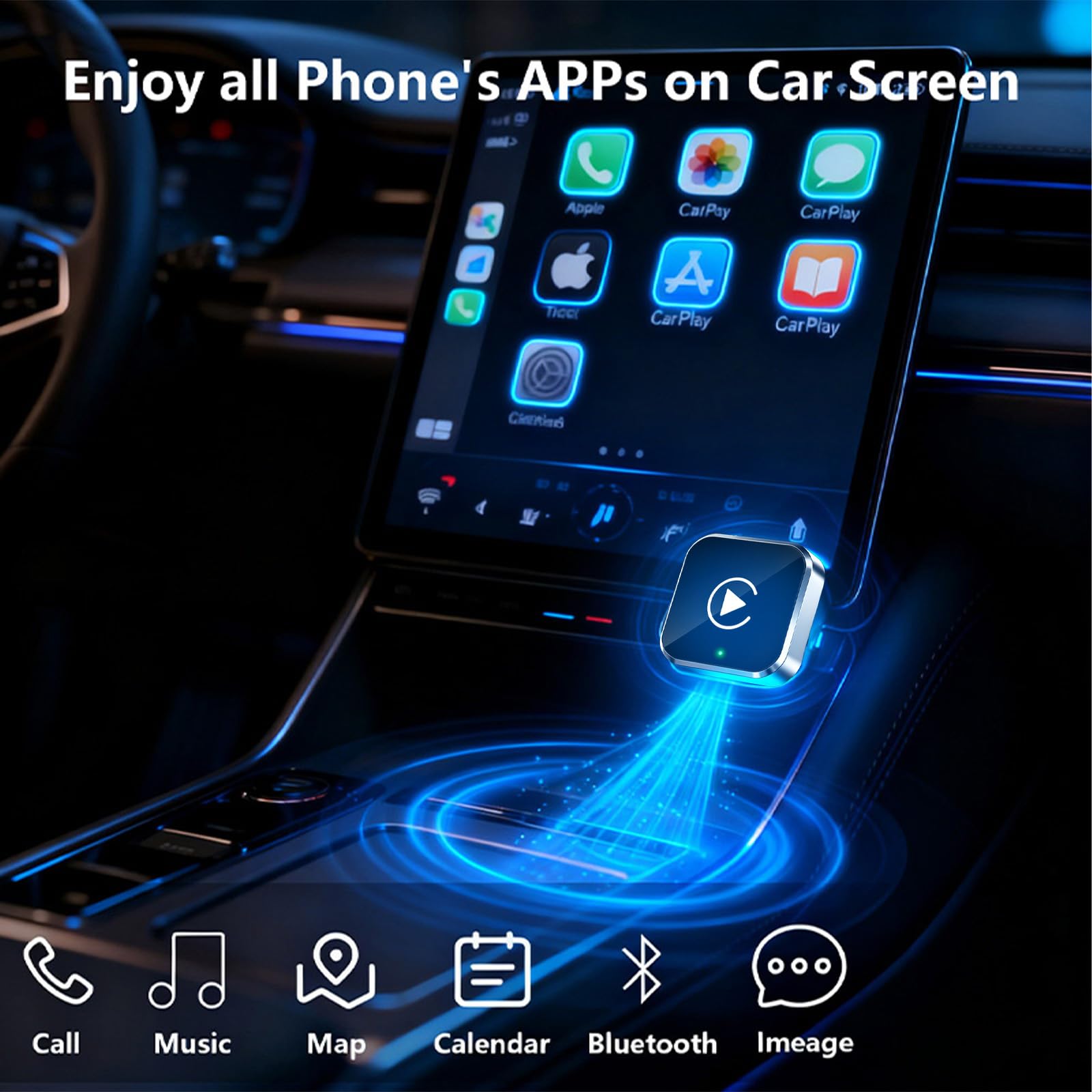 Wireless CarPlay Adapter - Fast Auto-Connect, Stable Connection, Mini Size Plug & Play Adapter for iPhone & Android Auto Compatible Cars - Goecice Store