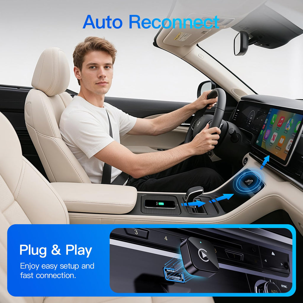 Wireless CarPlay Adapter for Apple iPhone＆Android, Small Size,Plug and Play,Fast and Stable Connection Wireless Adapter for CarPlay＆Android-No Latency to Screen - Goecice Store