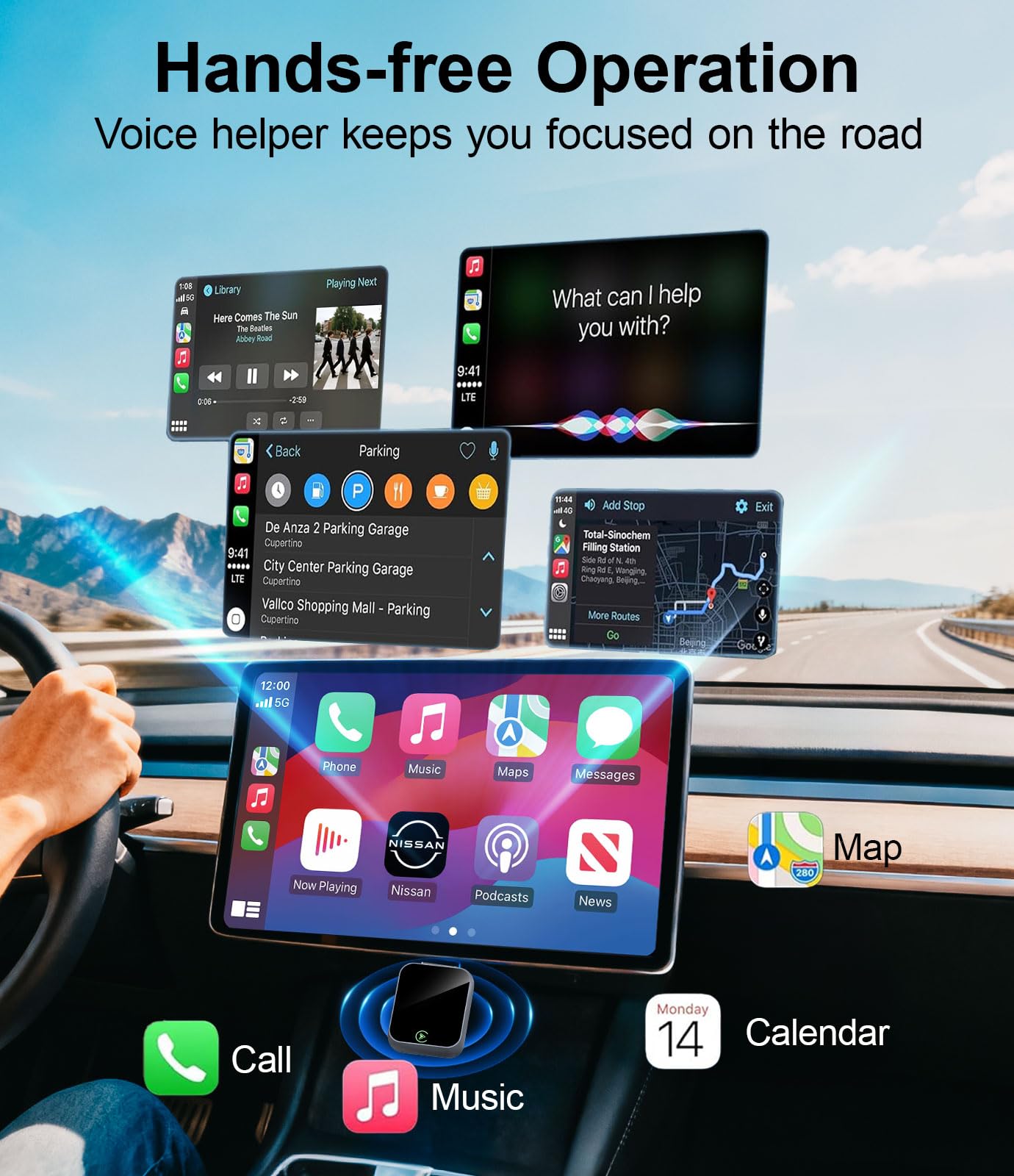 Wireless CarPlay Adapter for iPhone - No Audio Lag, Auto - Connect - Convert Factory Wired to Wireless CarPlay - Bluetooth 5.3 & 5GHz Wi - Fi - Plug & Play (Includes USB A/C) - Goecice Store