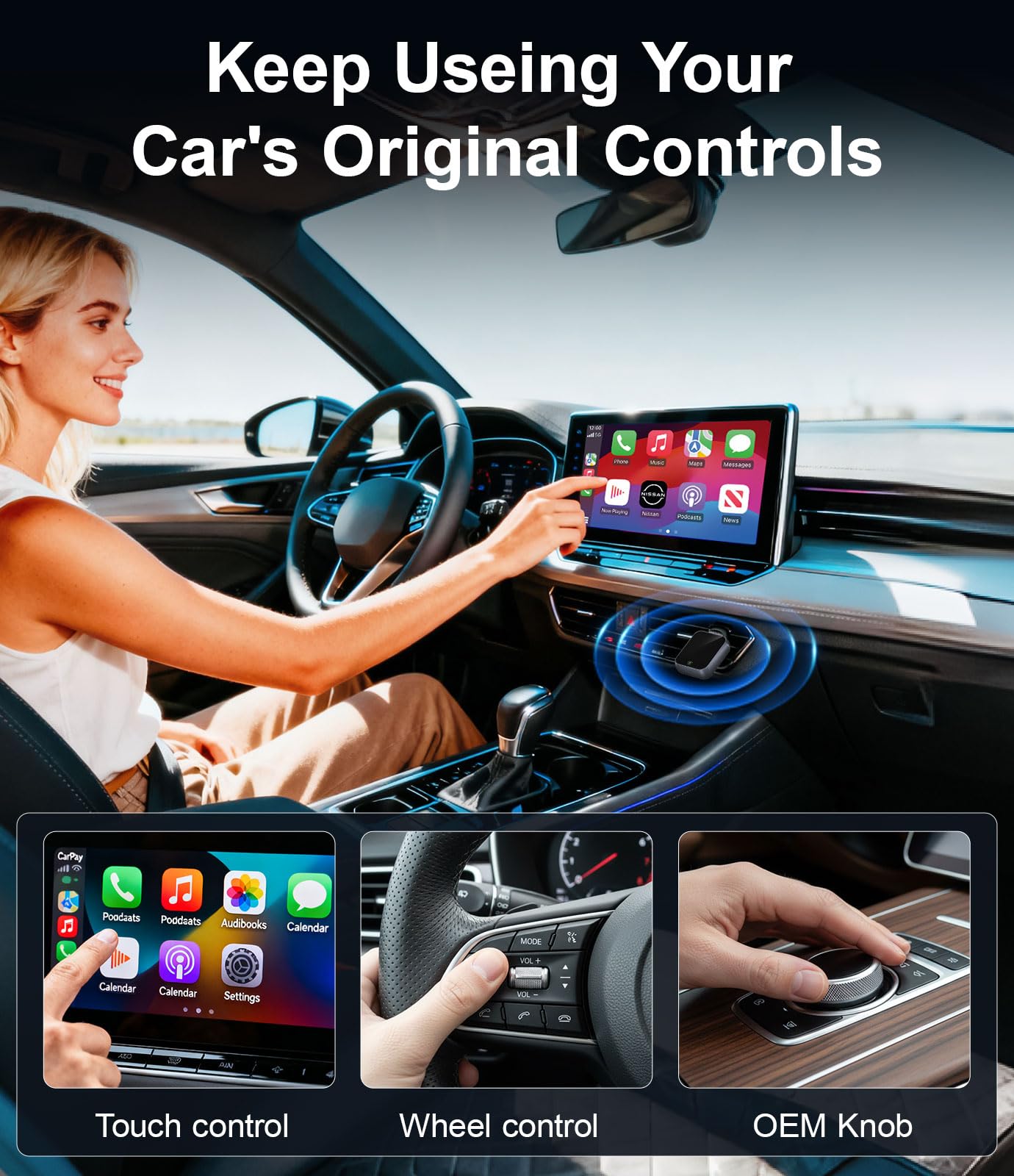 Wireless CarPlay Adapter for iPhone - No Audio Lag, Auto - Connect - Convert Factory Wired to Wireless CarPlay - Bluetooth 5.3 & 5GHz Wi - Fi - Plug & Play (Includes USB A/C) - Goecice Store